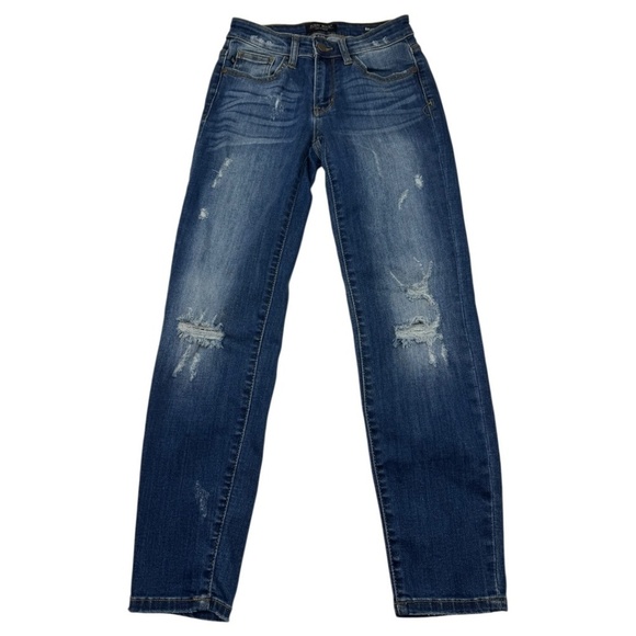 Judy Blue Denim - Judy Blue Relaxed Fit Distressed Blue Jeans